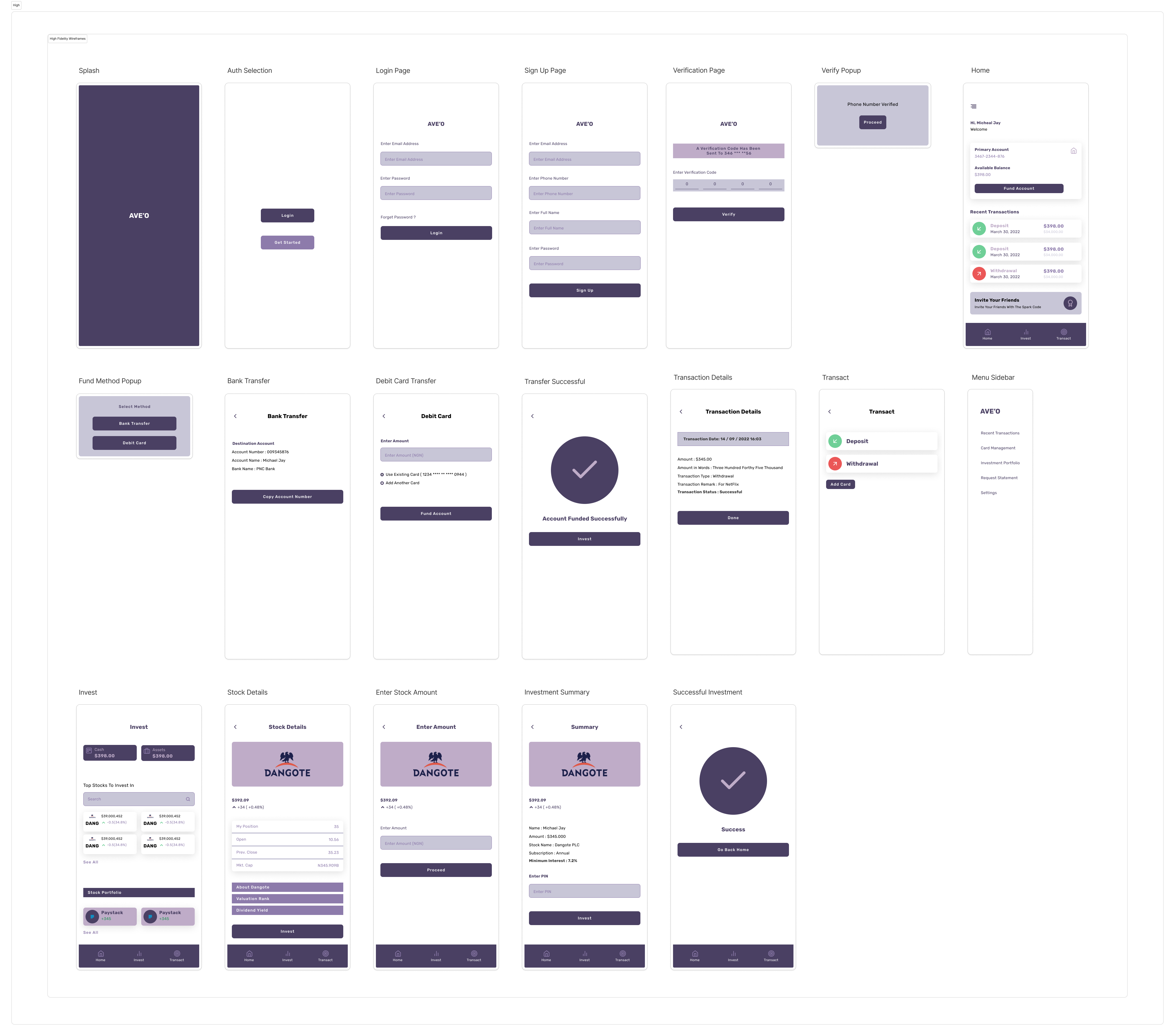 High-Fidelity Wireframes