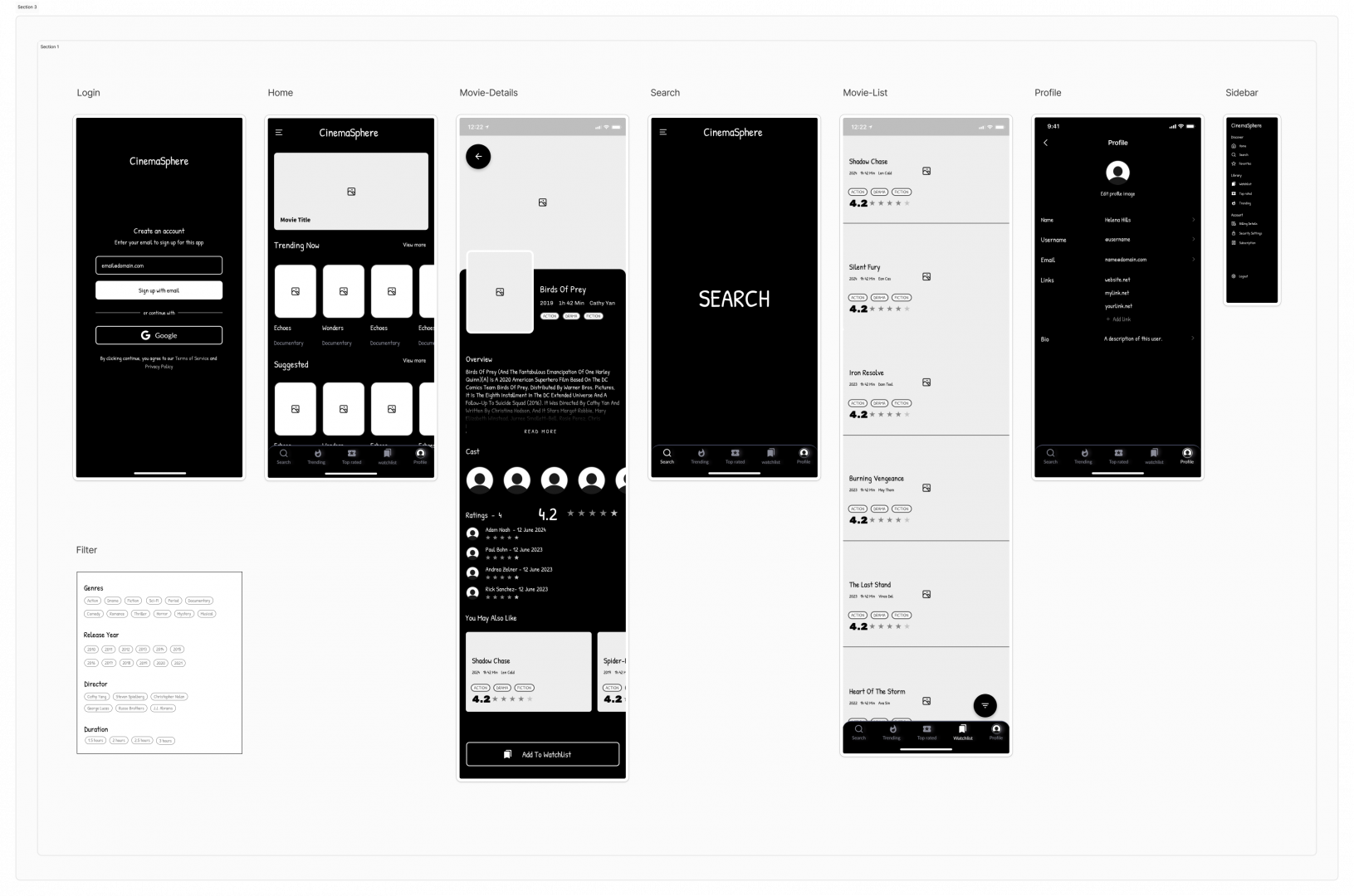 Mid-Fidelity Wireframes