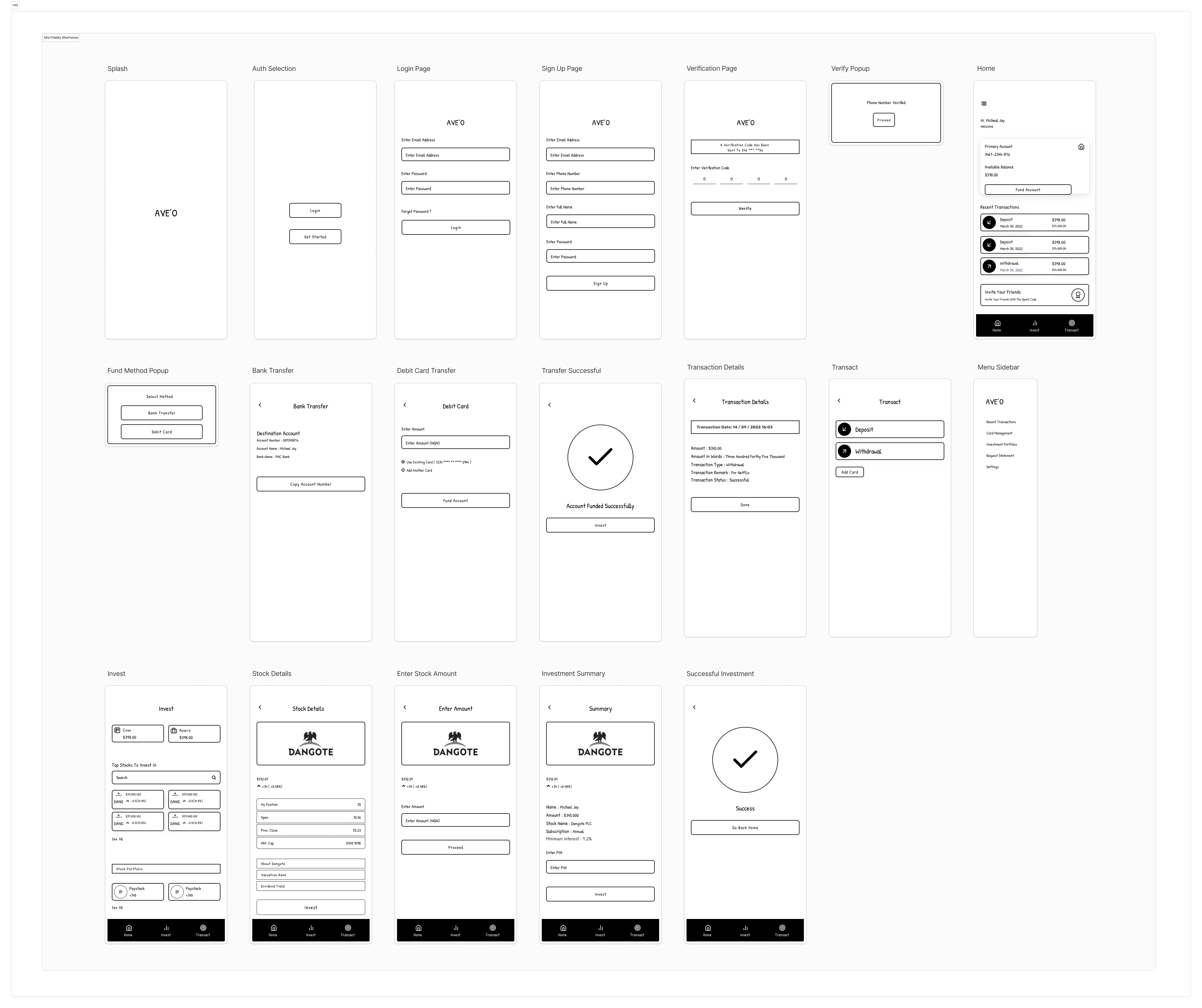 Mid-Fidelity Wireframes